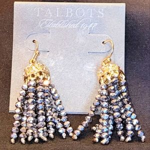 ❤️ NWT-Talbots-Gold & Gray Dangle Crystal Earrings